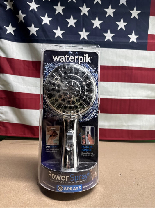 Waterpik 6-Spray 4.8 in. Wall Mount Handheld Adjustable Shower Head. Chrome
