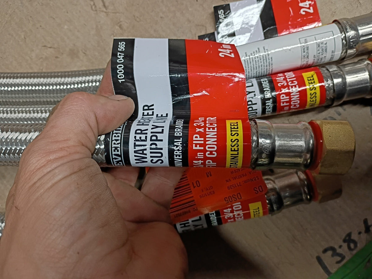 4pk Everbilt 3/4" FIP x 3/4" FIP x 24" Stainless Steel Water Heater Connector