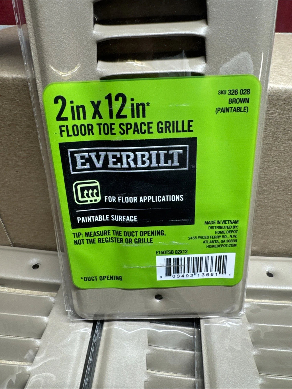 Lot Of 33 Toe Kick Floor Toe Space Grille 2" x 12 Duct Brown Paintable