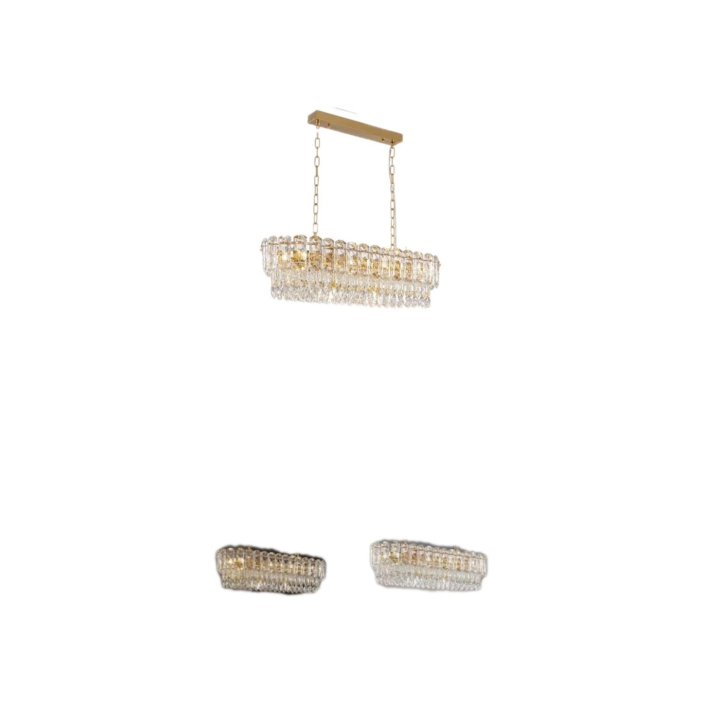 Elara Gold Crystal Rectangular Chandelier (Model CH478-A / KXP002G-10C)
