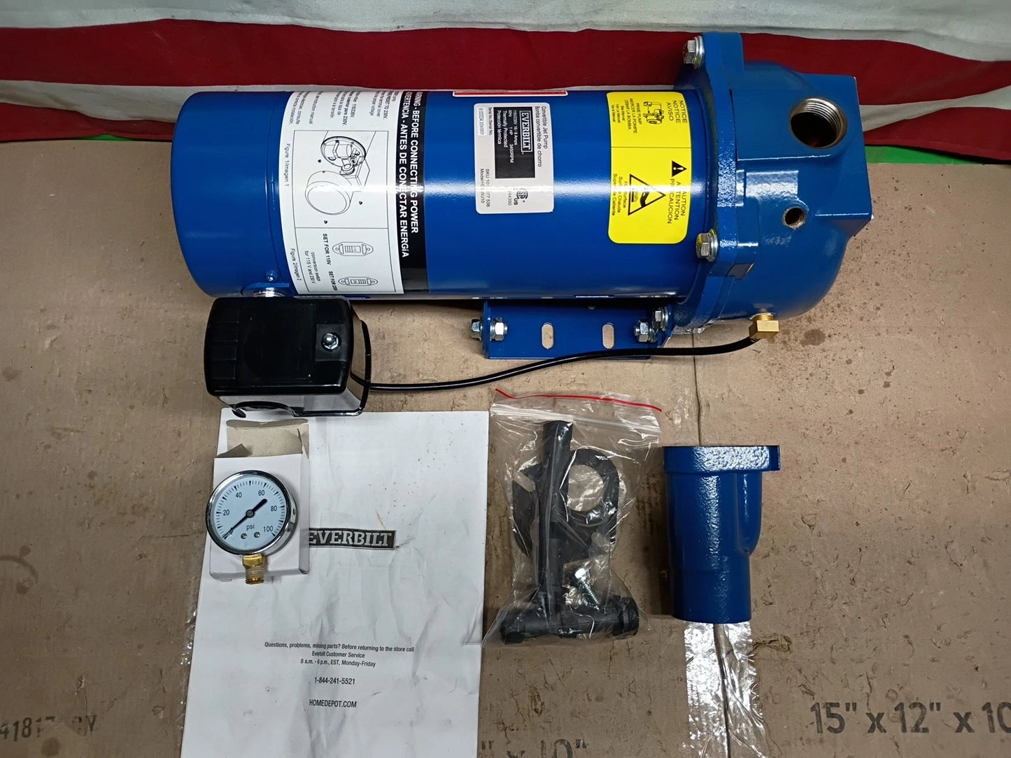 Everbilt HDCWJ10, 1 HP Professional Convertible Jet Pump 24 GPM, OB, Parts Only,