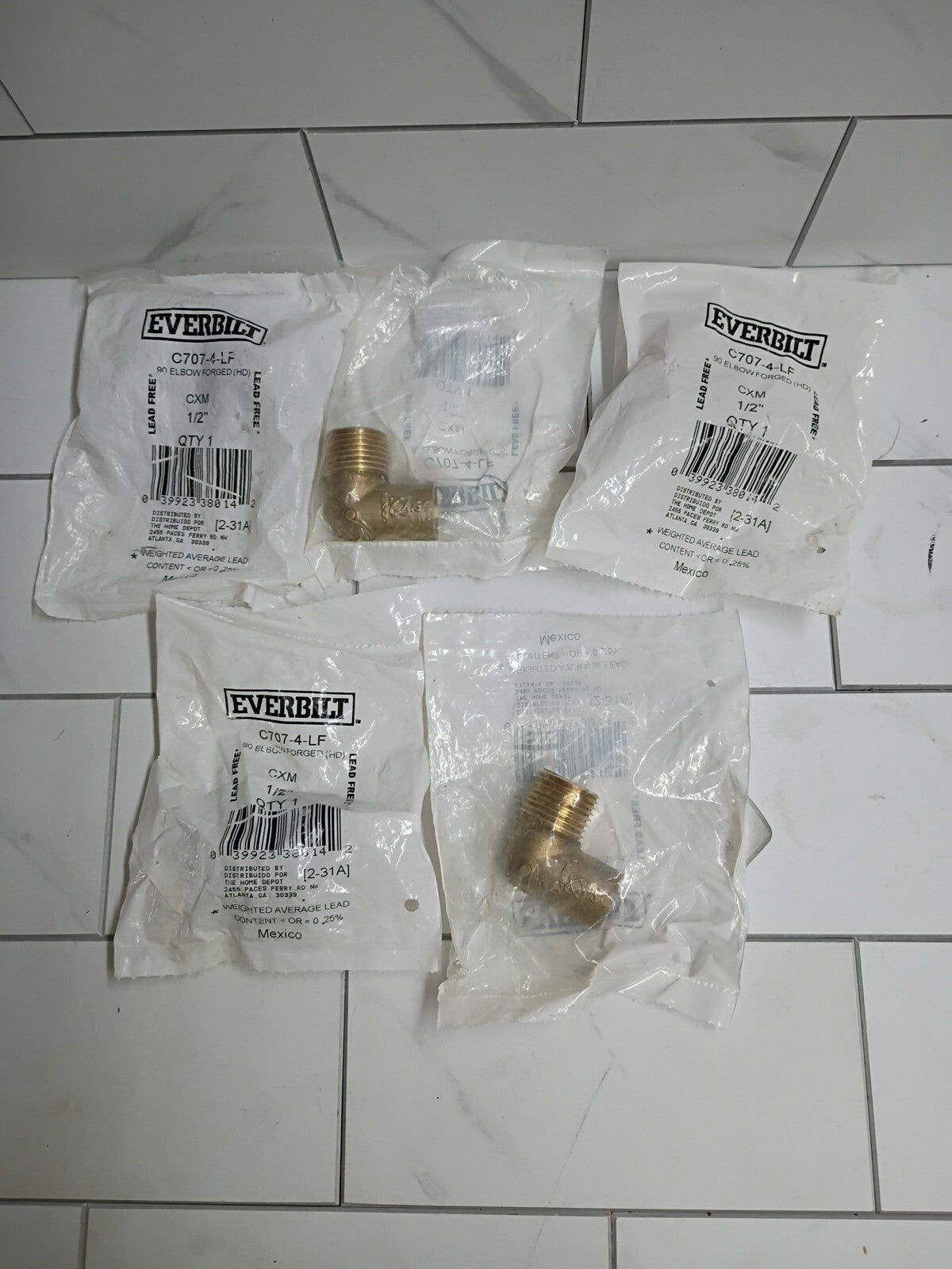 5PK EVERBILT C707-4-LF 90° Elbow Forged (HD) CXM 1/2" 039923380142 NEW Sealed OB