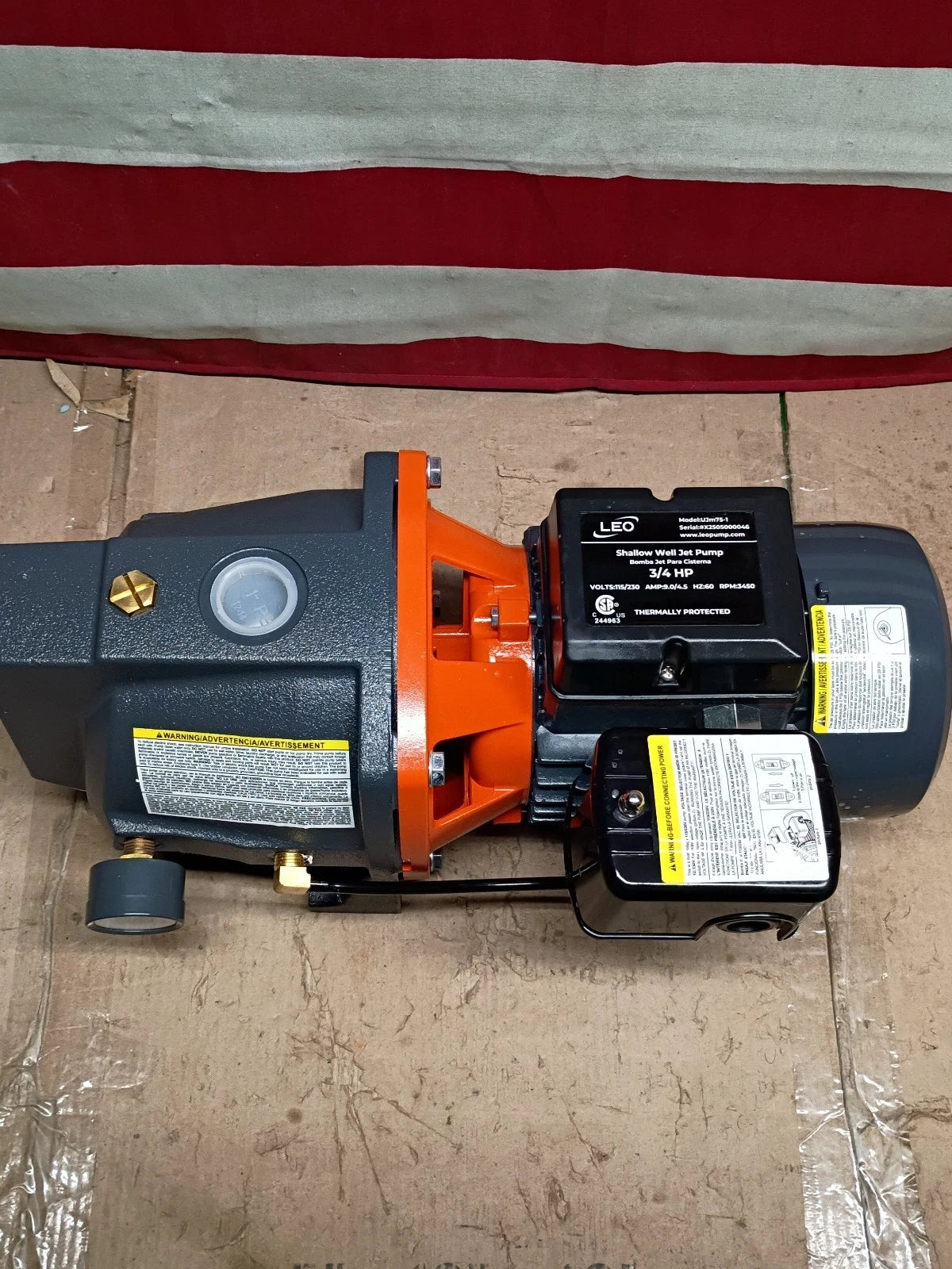 Leo UJm75-1, 3/4 HP 115/230-Volt Cast Iron Shallow Well Jet Pump, Open Box,