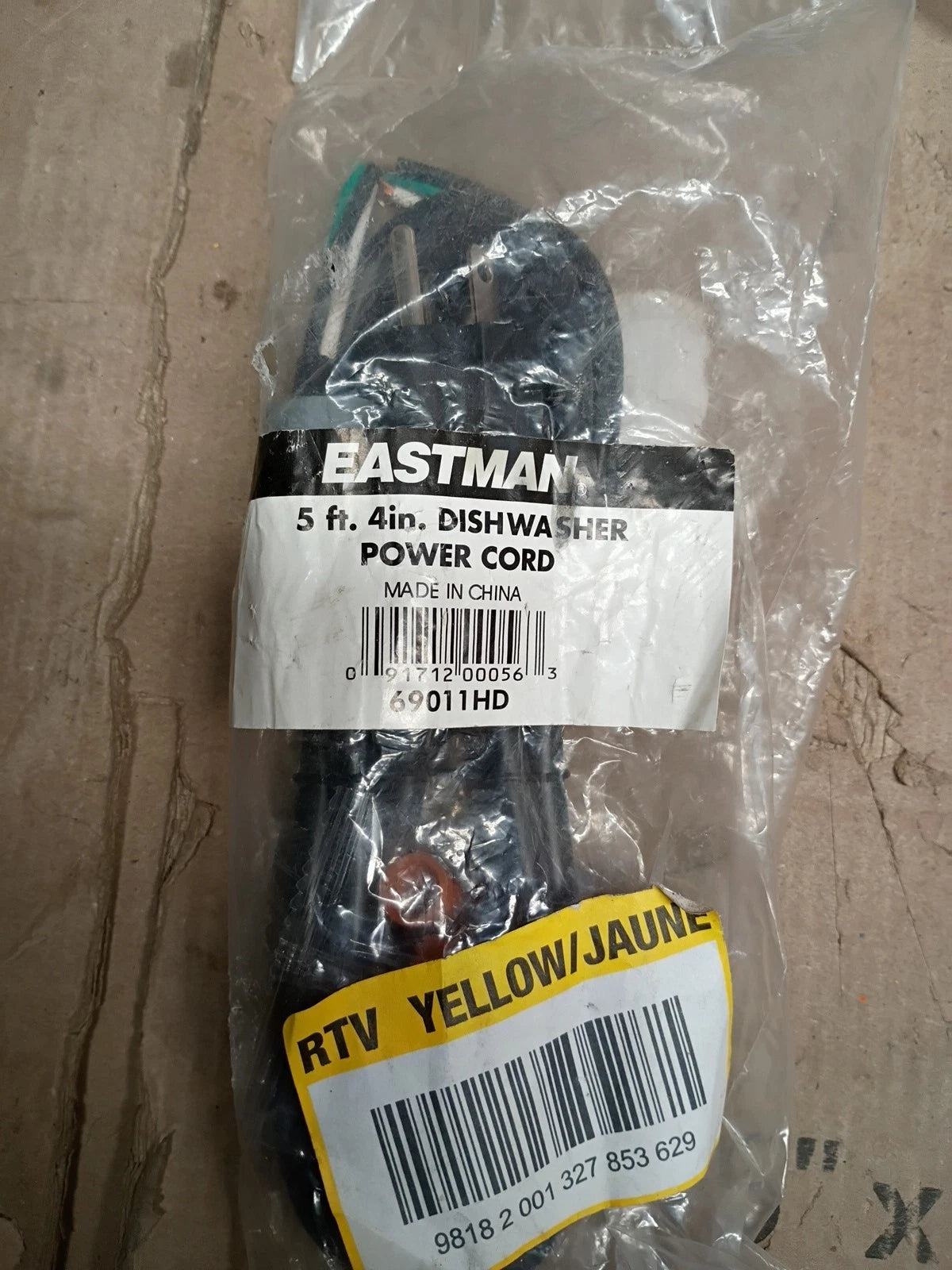 13-PK Eastman 69011HD Universal Dishwasher Power Plug Kit Power Cord 5' 4" NEW