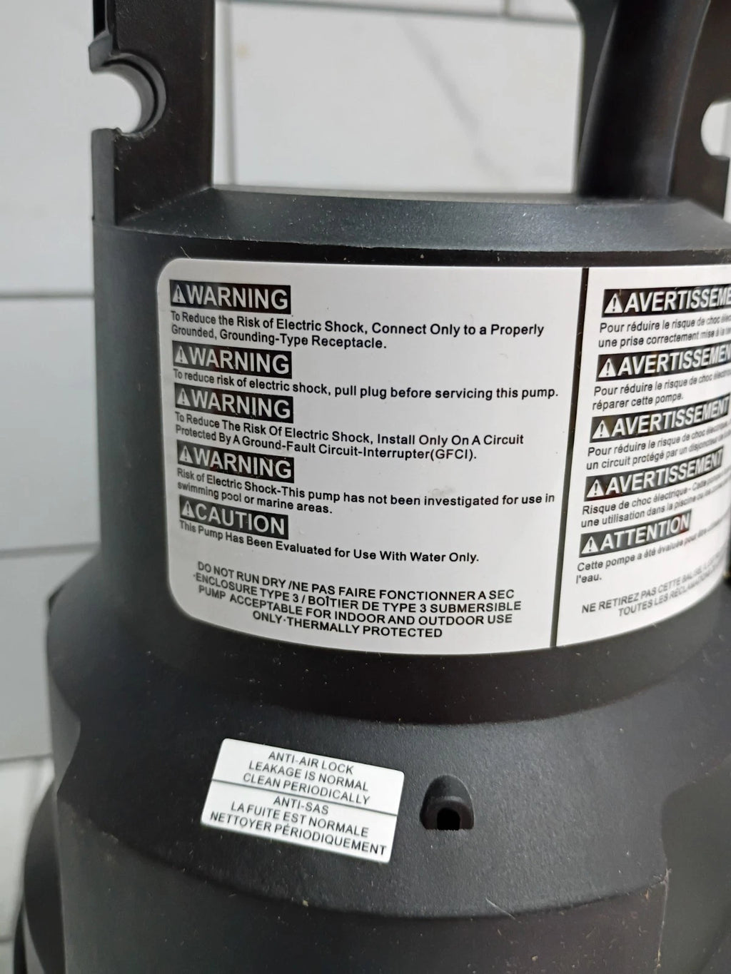 Superior Pump 91014 1/4 HP High Flow Thermoplastic Utility Pump, Black Open Box