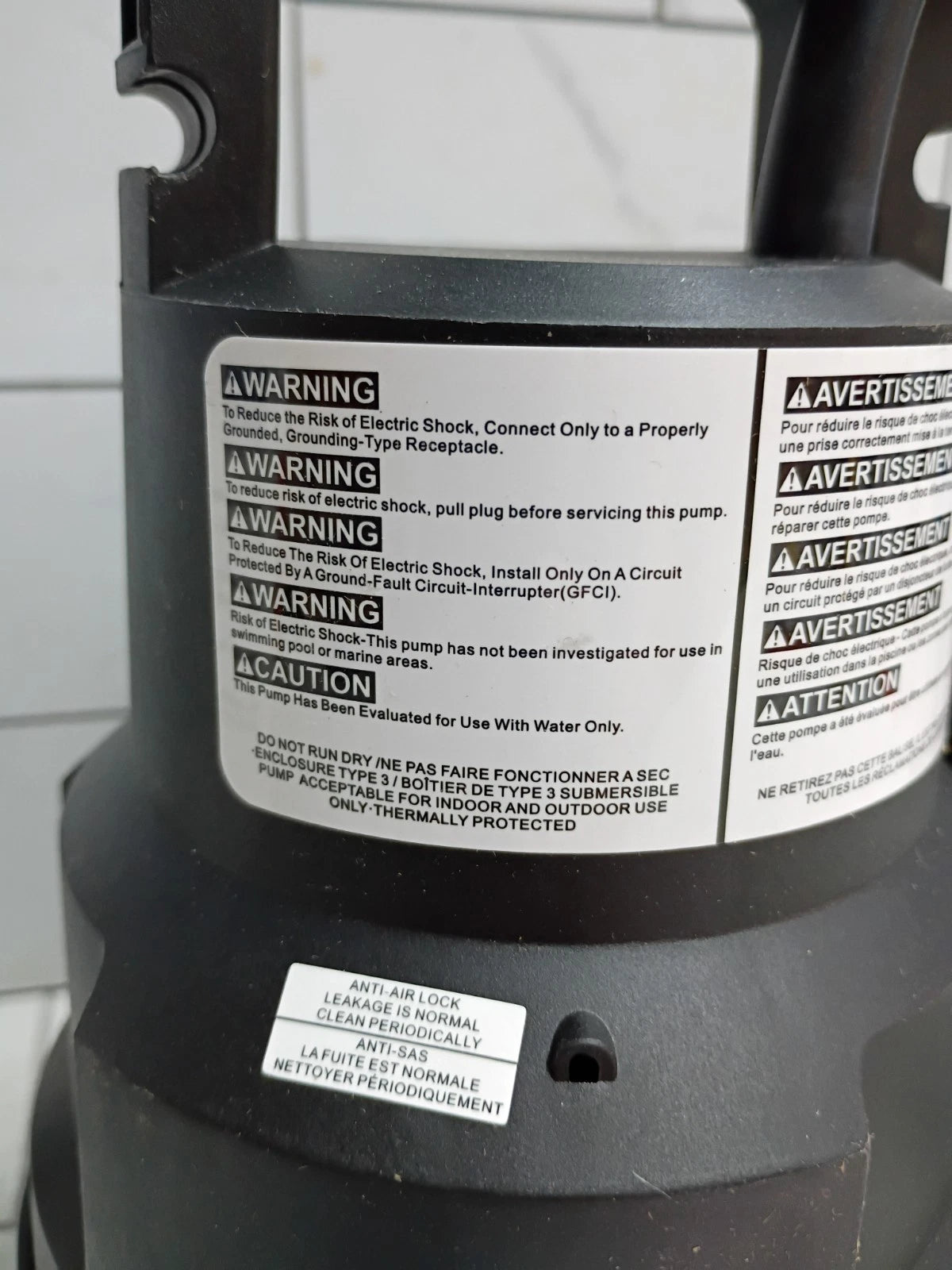 Superior Pump 91014 1/4 HP High Flow Thermoplastic Utility Pump, Black Open Box