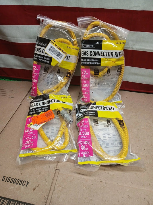 Lot Of 4 Everbilt1/2 in. MIP x 1/2 in. MIP x 48 in. Gas Connector (1/2 in. OD)