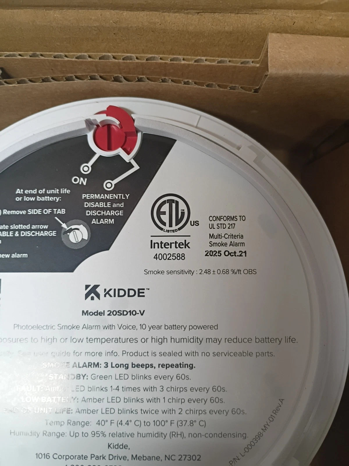3pk Kidde Smoke Detector, 10-Year Battery Powered, with Voice Alerts 20SD10-V