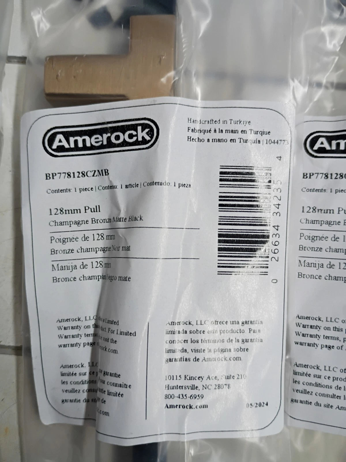 6pk Amerock BP778128 Urbanite 5-1/16" Center to Center Bar Cabinet Champagne New