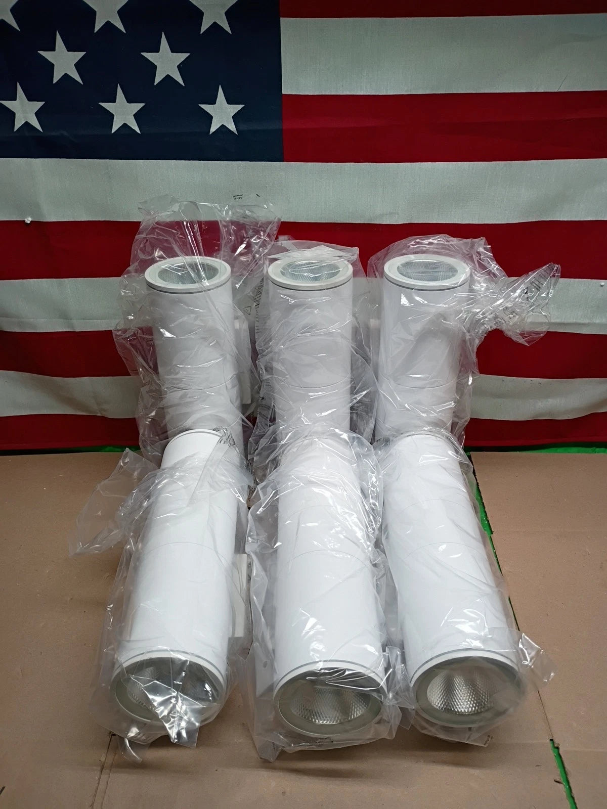 6-Pack White Outdoor Hardwired Cylinder Wall Light Lantern Sconce