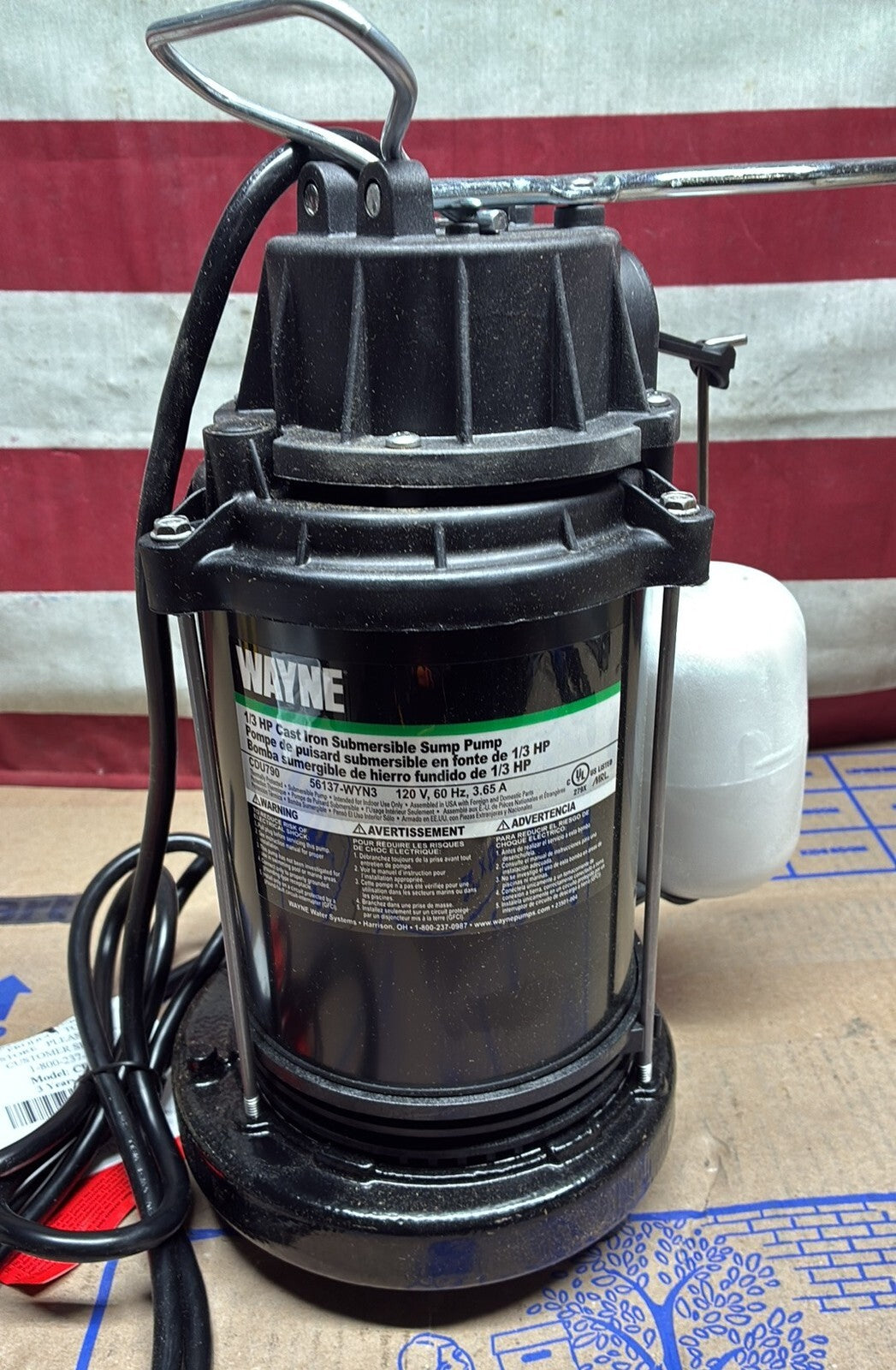 WAYNE CDU790 1/3 HP Submersible Cast Iron and Stainless Steel Sump Pump