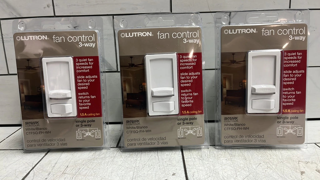 3PK Lutron Skylark CTFSQ-FH-WH 3-Speed Fan Control White P1 New