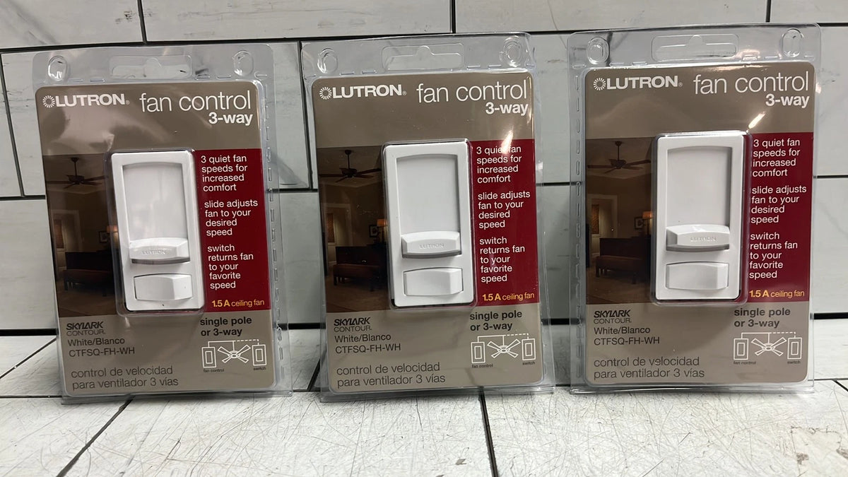 3PK Lutron Skylark CTFSQ-FH-WH 3-Speed Fan Control White P1 New