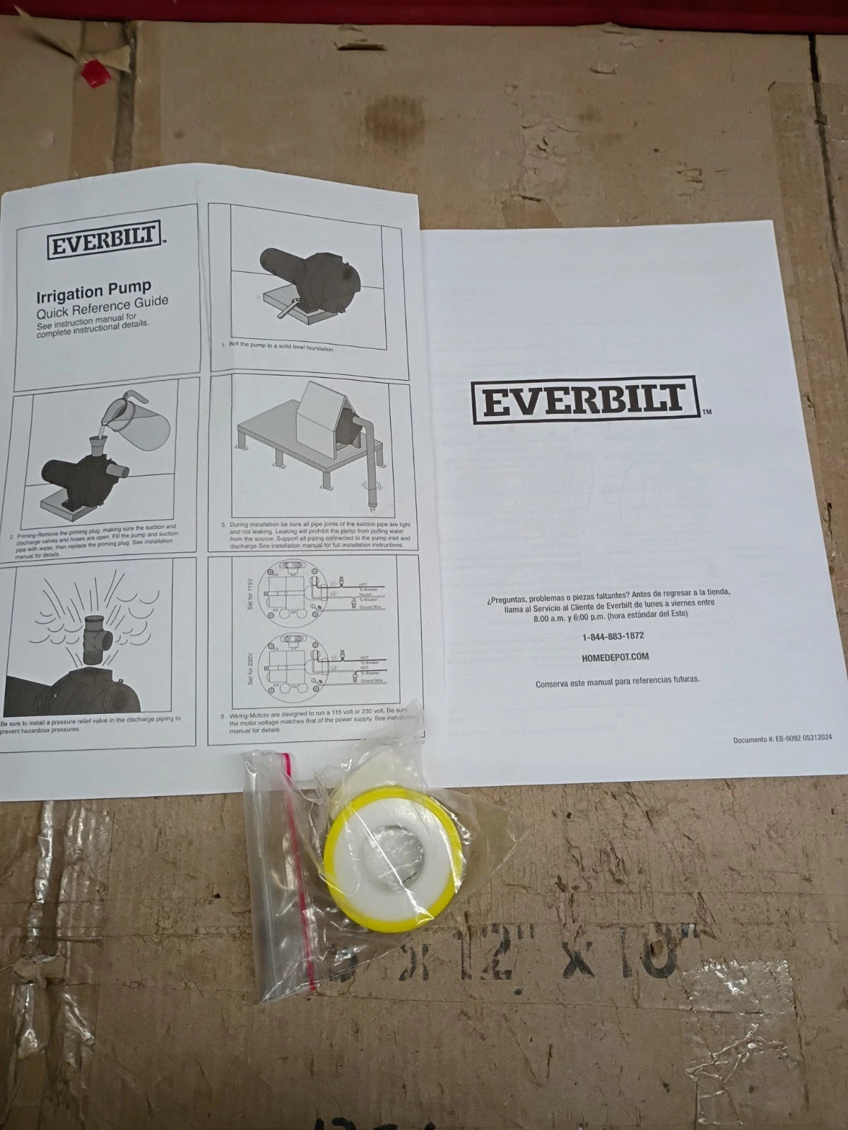 Everbilt HDLS15P, Lawn Irrigation Pump Plastic 1-1/2HP 52-GPM, Open Box,