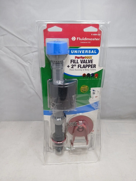 4PK Fluidmaster Performax Universal Toilet Fill Valve And FlapperKit K-400H-039