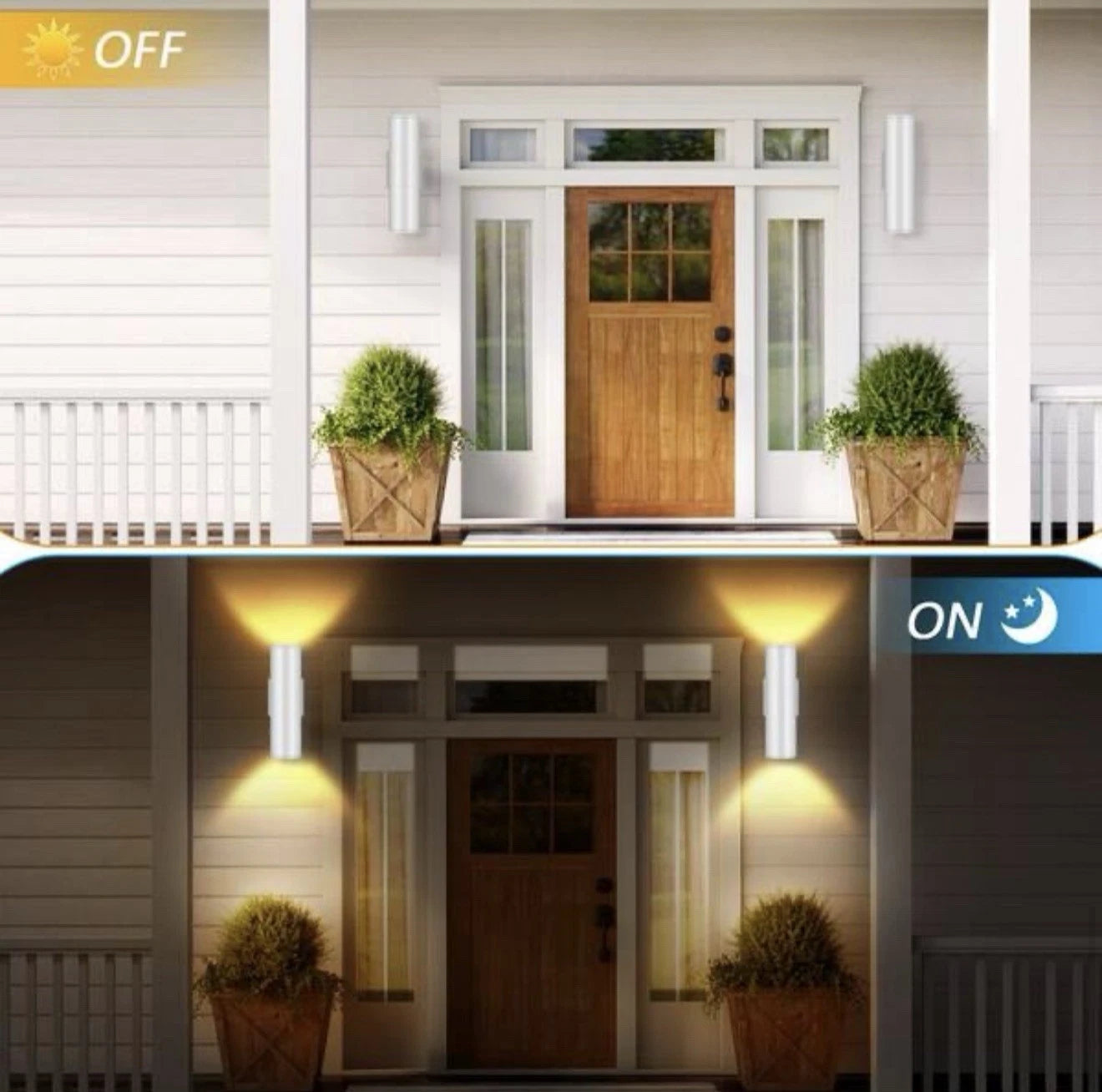 4-pack 12 in. 2-Light White Cylinder Outdoor Wall Lantern Sconce W/ LED light