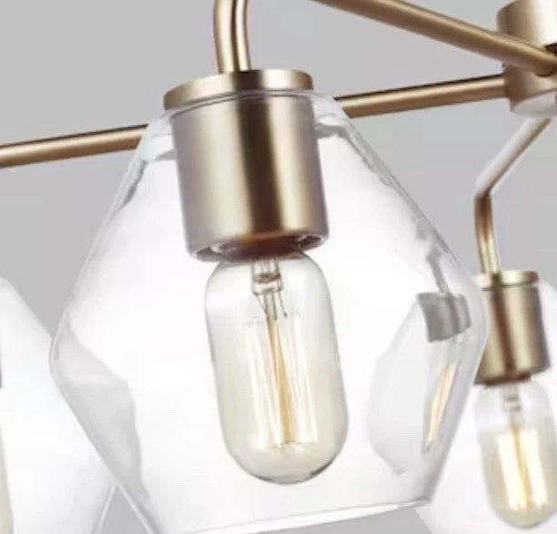 Generation Lighting Jett 5 -Light Satin Brass Clear glass Steel Chandelier