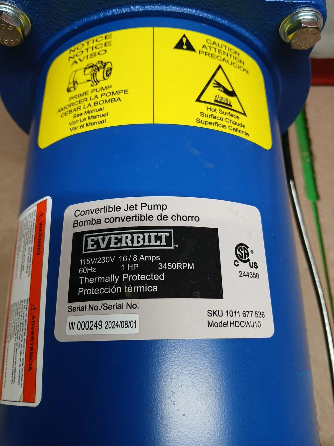 Everbilt 1 HP Professional Convertible Jet Pump. Read Description*PARTS ONLY*