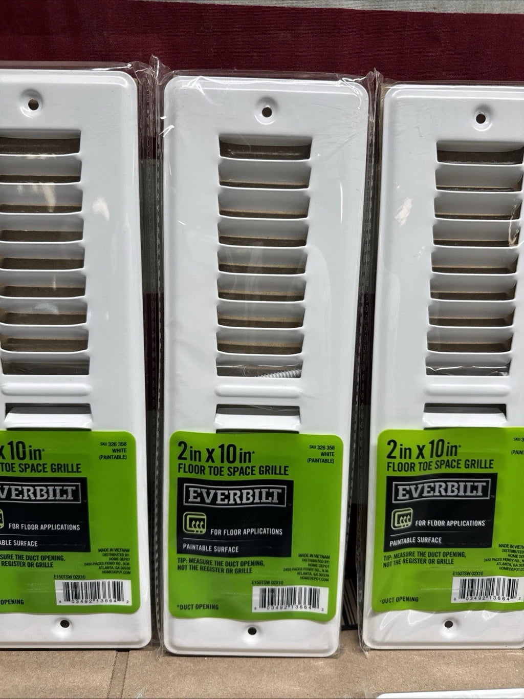 Lot Of 14 Everbilt 2 in. x 10 in. White Floor Toe-Space Grille