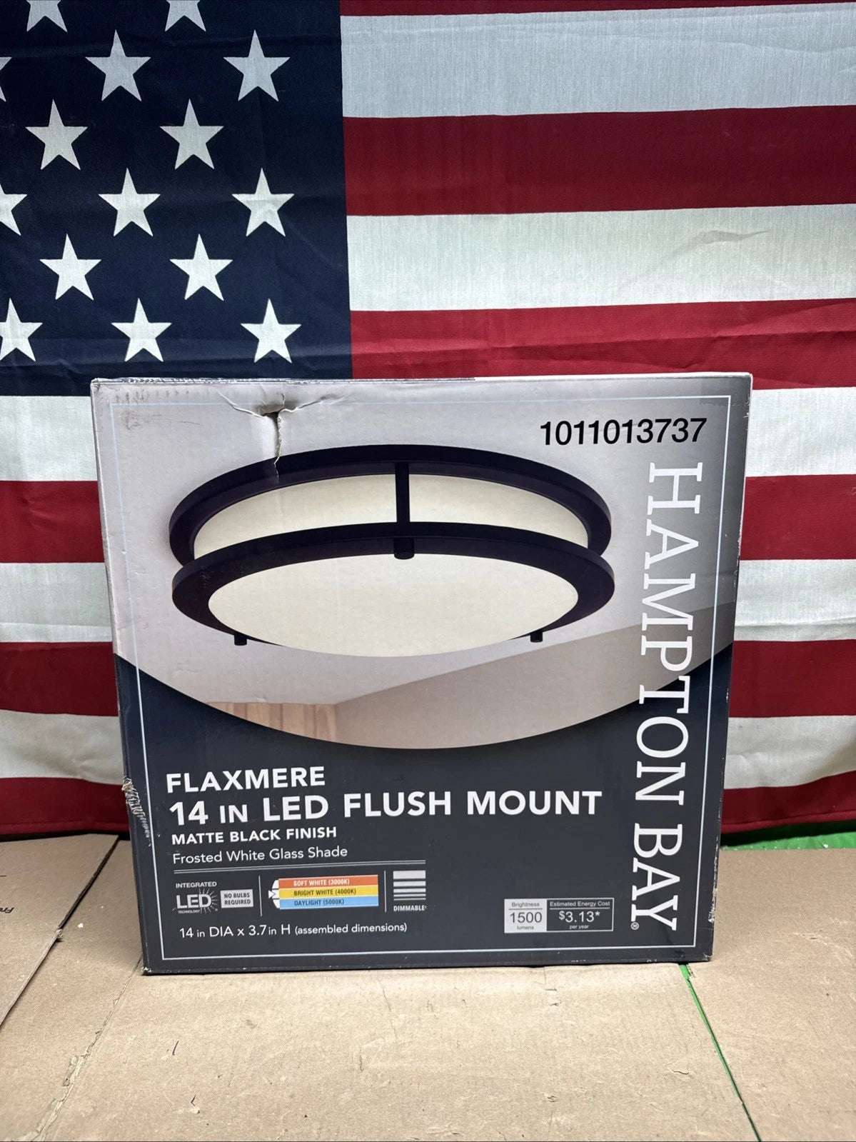 Hampton Bay HB36873CCT-43 Flaxmere 14" Black LED Flush Mount for Kitchen/Bedroom