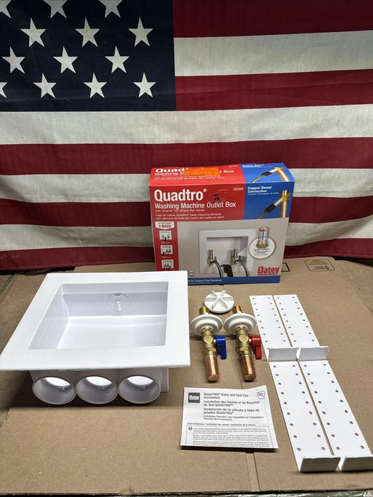 Oatey Washing Machine Outlet Box w/ Water Hammer Arresters 1/4" Turn NOB