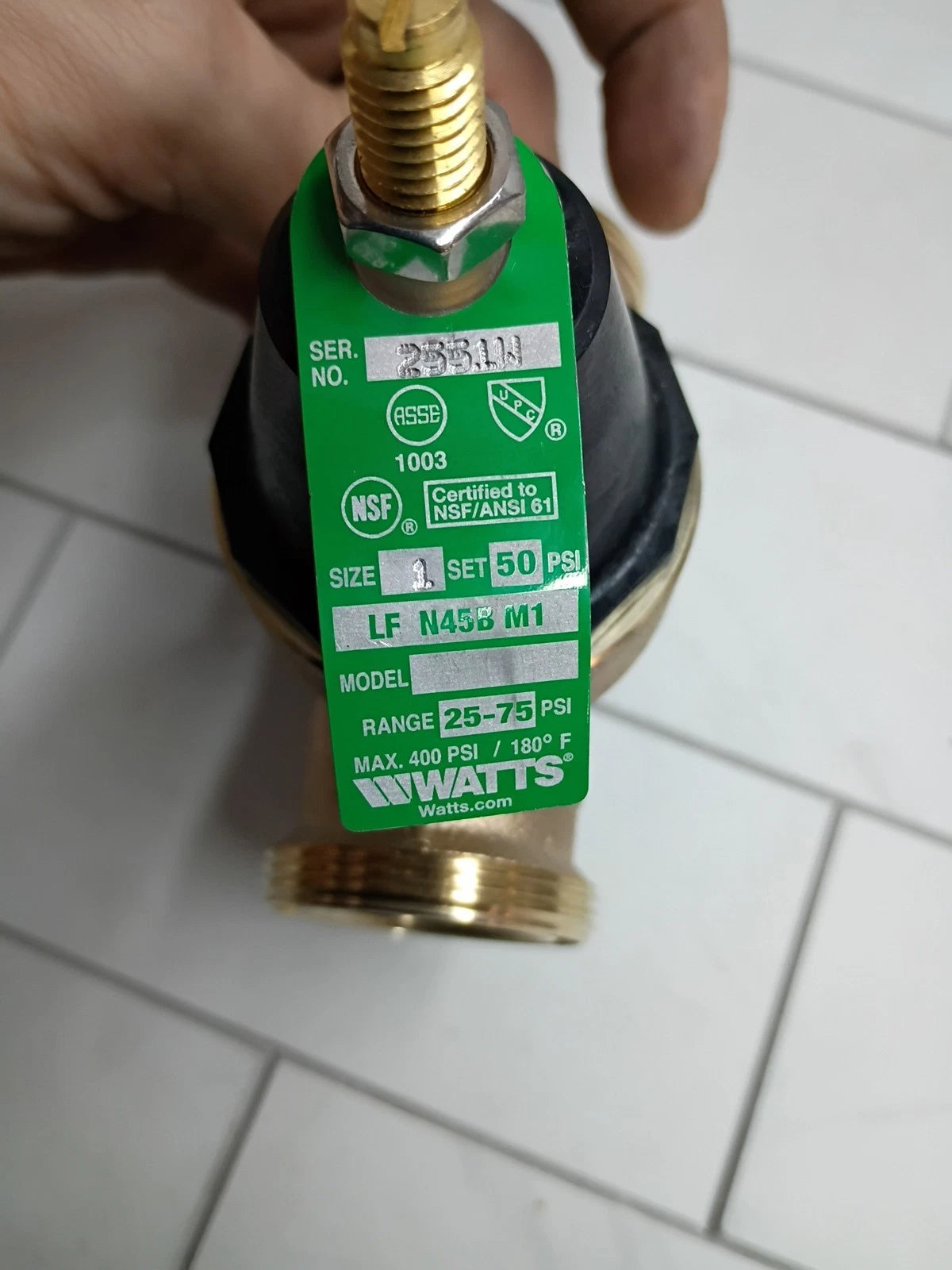 Watts 1 in LFN45BM1 Lead-Free Brass FPT x FPT Pressure Reducing Valve *No Unions