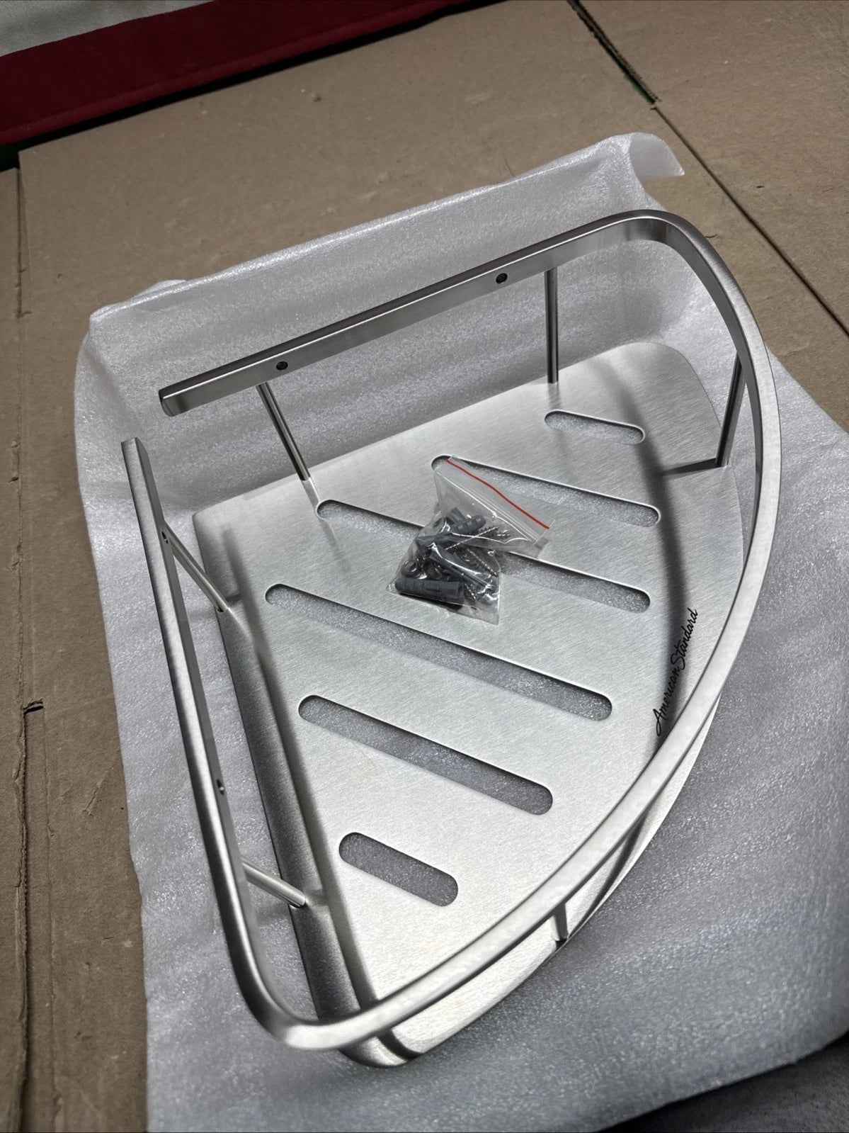 American Standard Passage Corner Shower Shelf in Brushed Metal 1202-008.266.