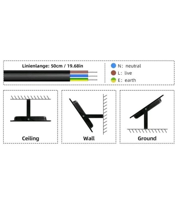 2pack 100W Led Flood Light Outdoor Security Garden Yard Spotlight Lamp Black