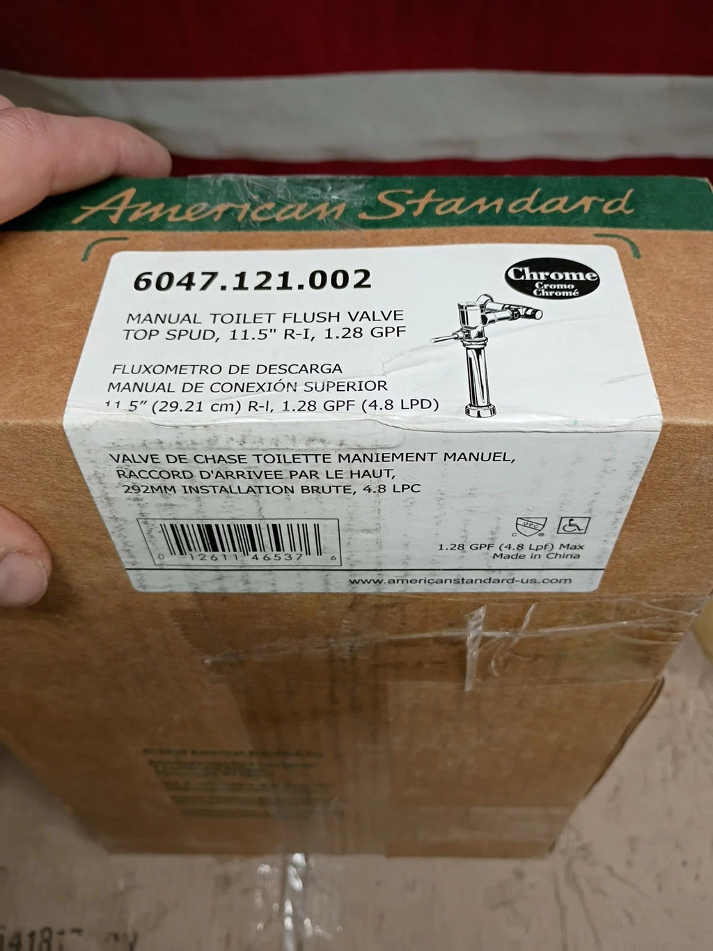 American Standard 6047.121.002 Manual Flush Valve Chrome 11.5" 1.28 GPF Toilet