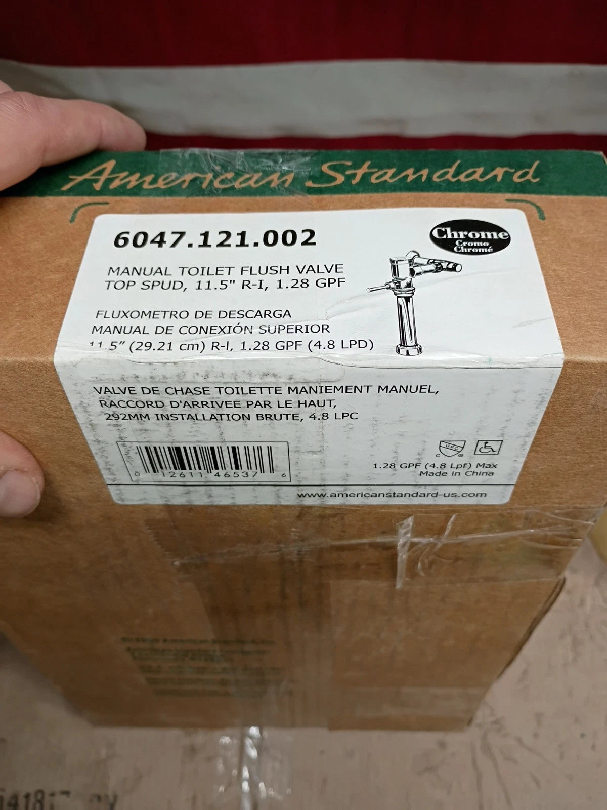 American Standard 6047.121.002 Manual Flush Valve Chrome 11.5" 1.28 GPF Toilet