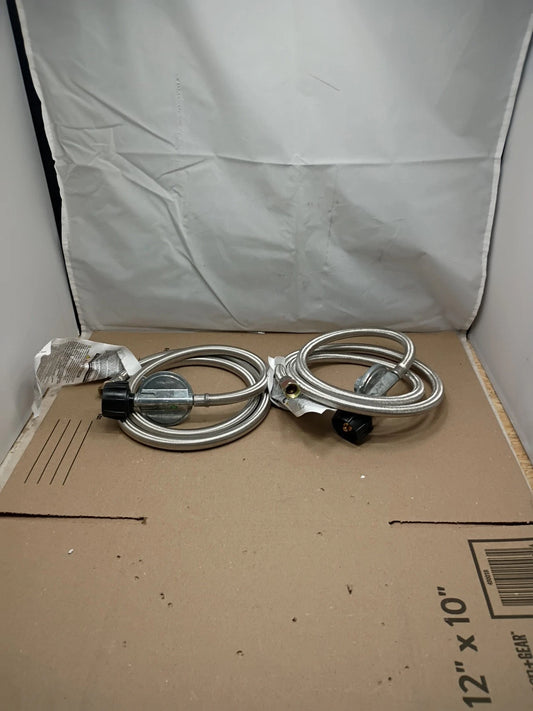 2pk Flame King SS-QCC-3/8 5 ft QCC1 Stainless Steel Braided Propane Adapter Hose