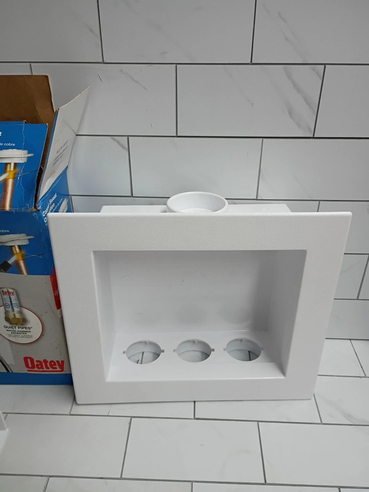 OATEY Quadtro 38569 - 1/2" PEX Washing Machine Outlet Box 1/4 Turn Valves NOB