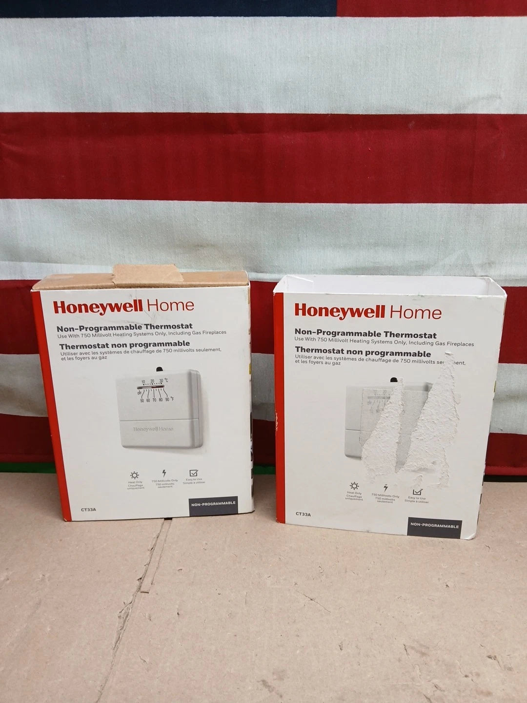 LOT OF 2 Honeywell Home CT33A Non-Programmable Thermostat 750mV