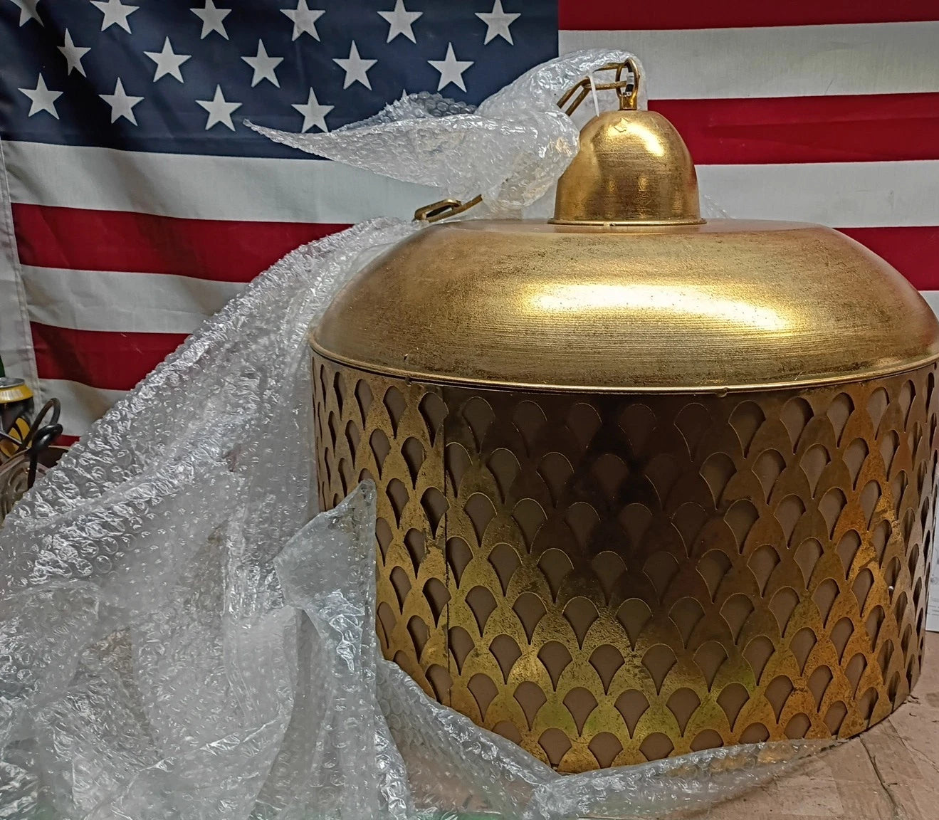 Creative Co-op Metal Pendant With Gold Finish 3 Light 40 Watt Open Box