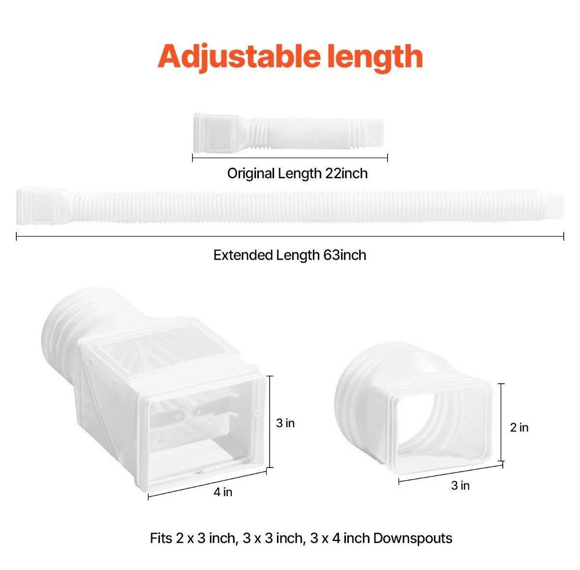 VEVOR Rain Gutter Downspout Extensions,2-Pack Flexible Downspout Extender