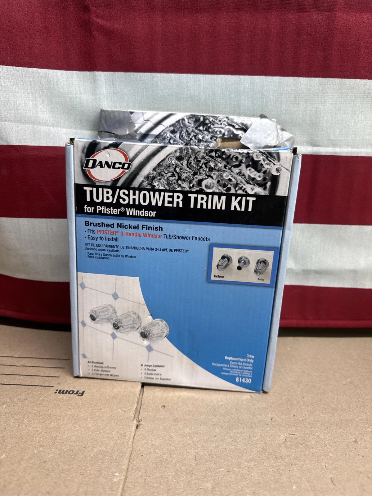 Danco 81430 Pfister Windsor Tub / Shower Trim Kit, Brushed Nickel NEW OPEN BOX
