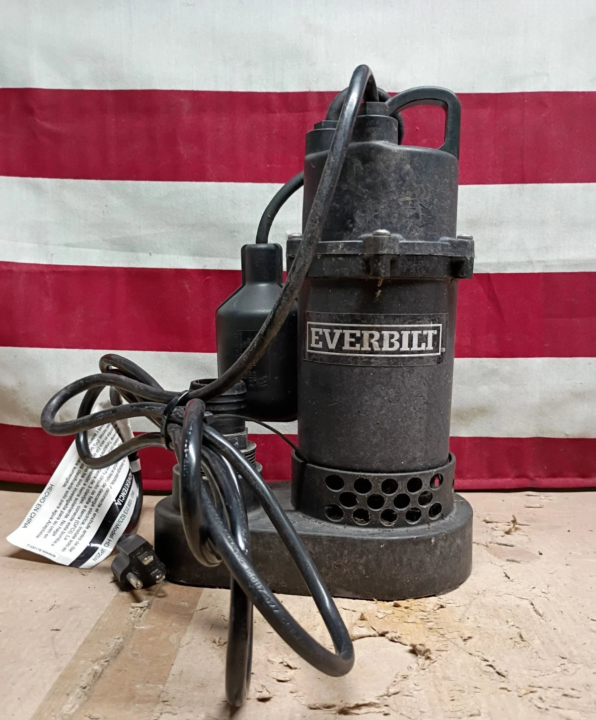 Everbilt 1/4 HP Aluminum Sump Pump w/ Tether Float Switch HDSP25W Used Read