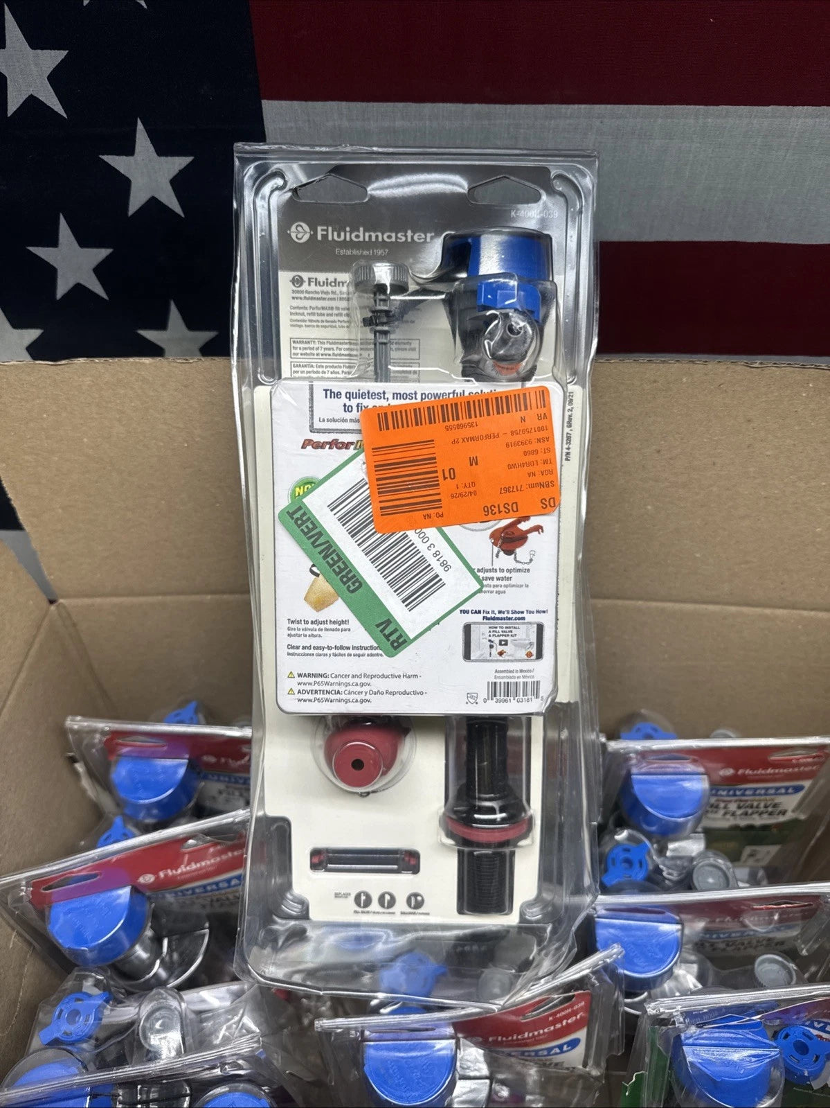 12PK Fluidmaster K-400H-039 Performax Universal Toilet Fill Valve And FlapperKit