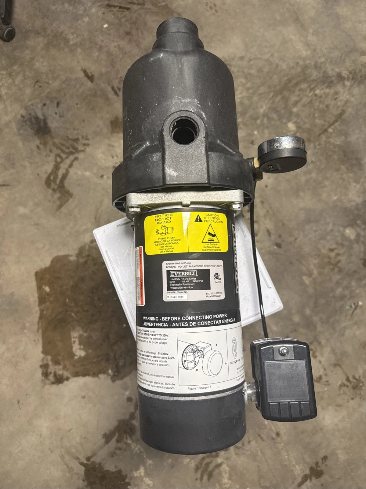 Everbilt 1/2 HP Shallow Well Jet Pump 1011677535. *Read Description**