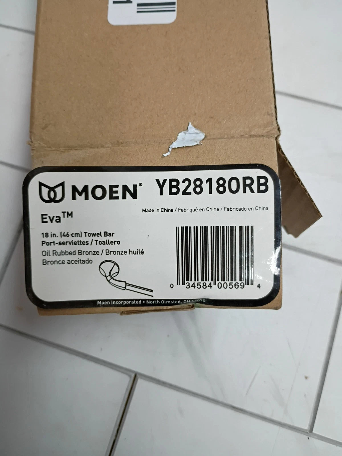 Moen YB2818ORB Eva Collection 18-Inch Single Towel Bar Oil-Rubbed Bronze New OB