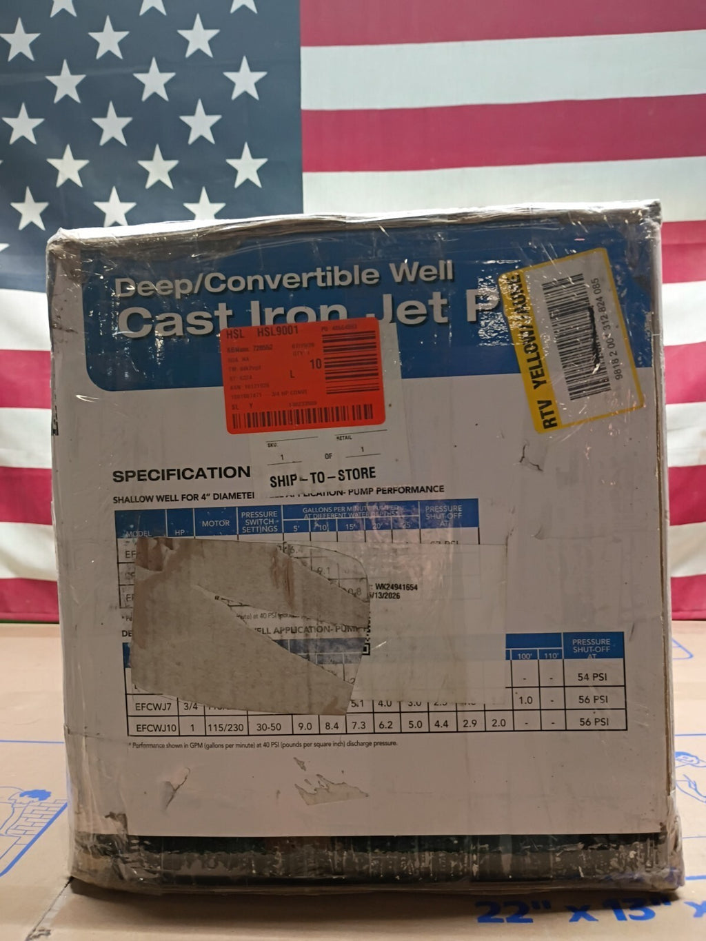 ECO FLO EFCWJ7 3/4 HP 115/230V Convertible Deep Well Jet Pump  Open Box