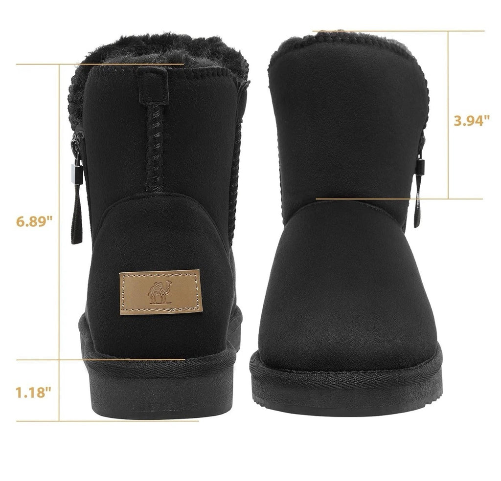 Camel crown Women’s 6 Snow Boot Warm Fur Winter Mid-calf Zipper Short Boot