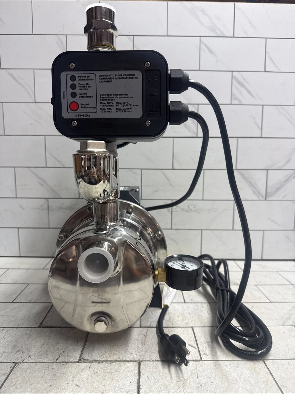 K2 Pump WPSO7505PCK Automatic Booster Pump 3/4HP Stainless Steel Controller 115V