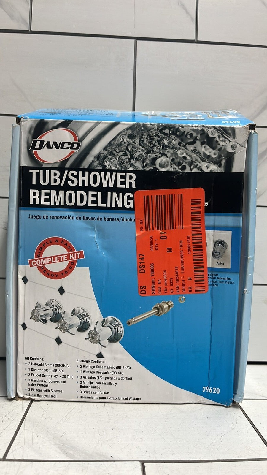Danco 39620 Tub/Shower 3-Handle Remodeling Trim Kit in Chrome for Sayco
