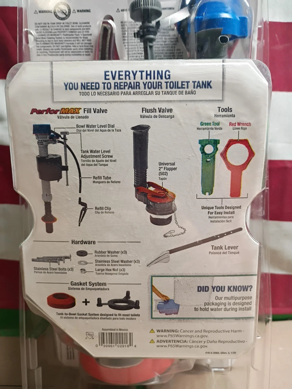 Lot Of 7 Fluidmaster Universal Complete Toilet Kit #K-400H-021..