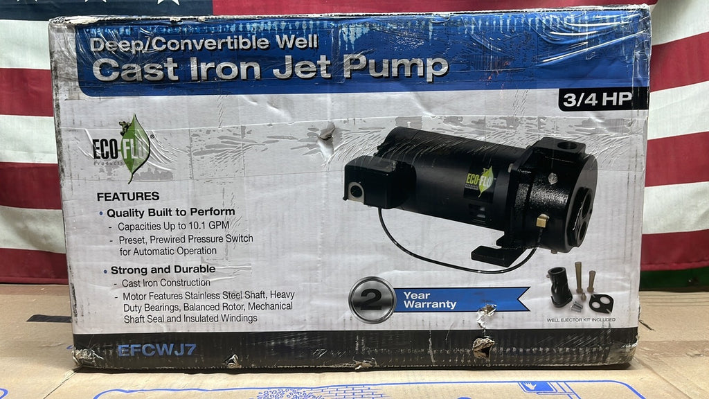 ECO FLO EFCWJ7 3/4 HP 115/230V Convertible Deep Well Jet Pump  open box
