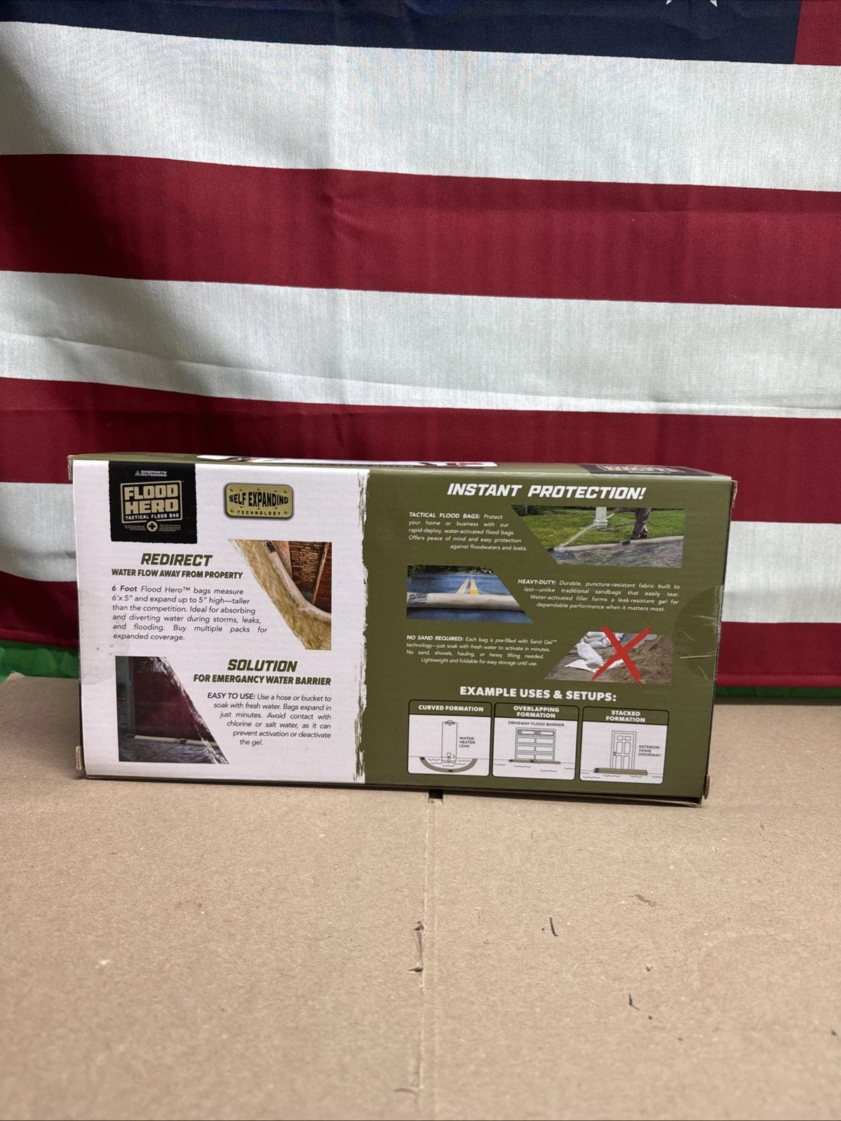 Flood Hero 6 ft Water Activated Sandbags - 2 Pack Flood Bag Barriers for Home