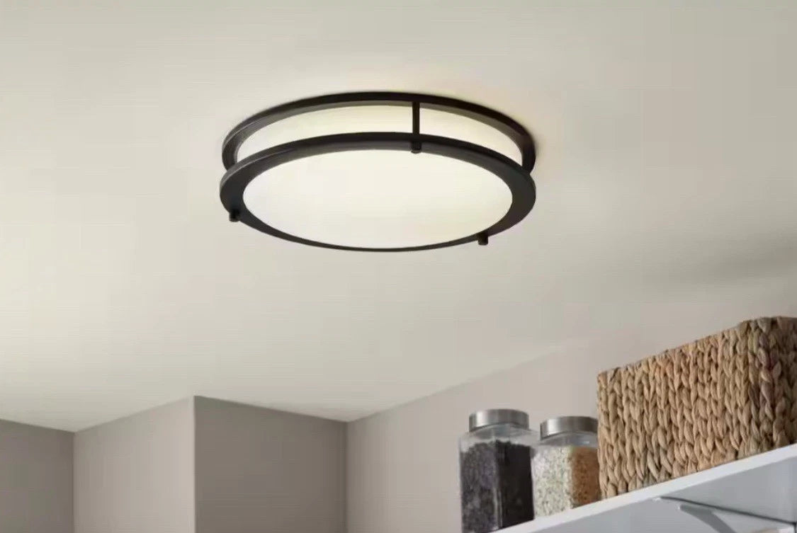 Hampton Bay HB36873CCT-43 Flaxmere 14" Black LED Flush Mount for Kitchen/Bedroom