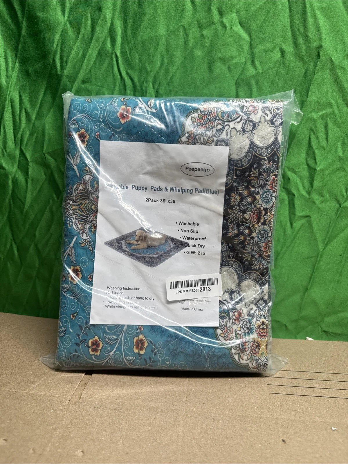 Peepeego 2Pack Pee Pads for Dogs Reusable+Free Dog Comb, Waterproof Rug 36”x36”