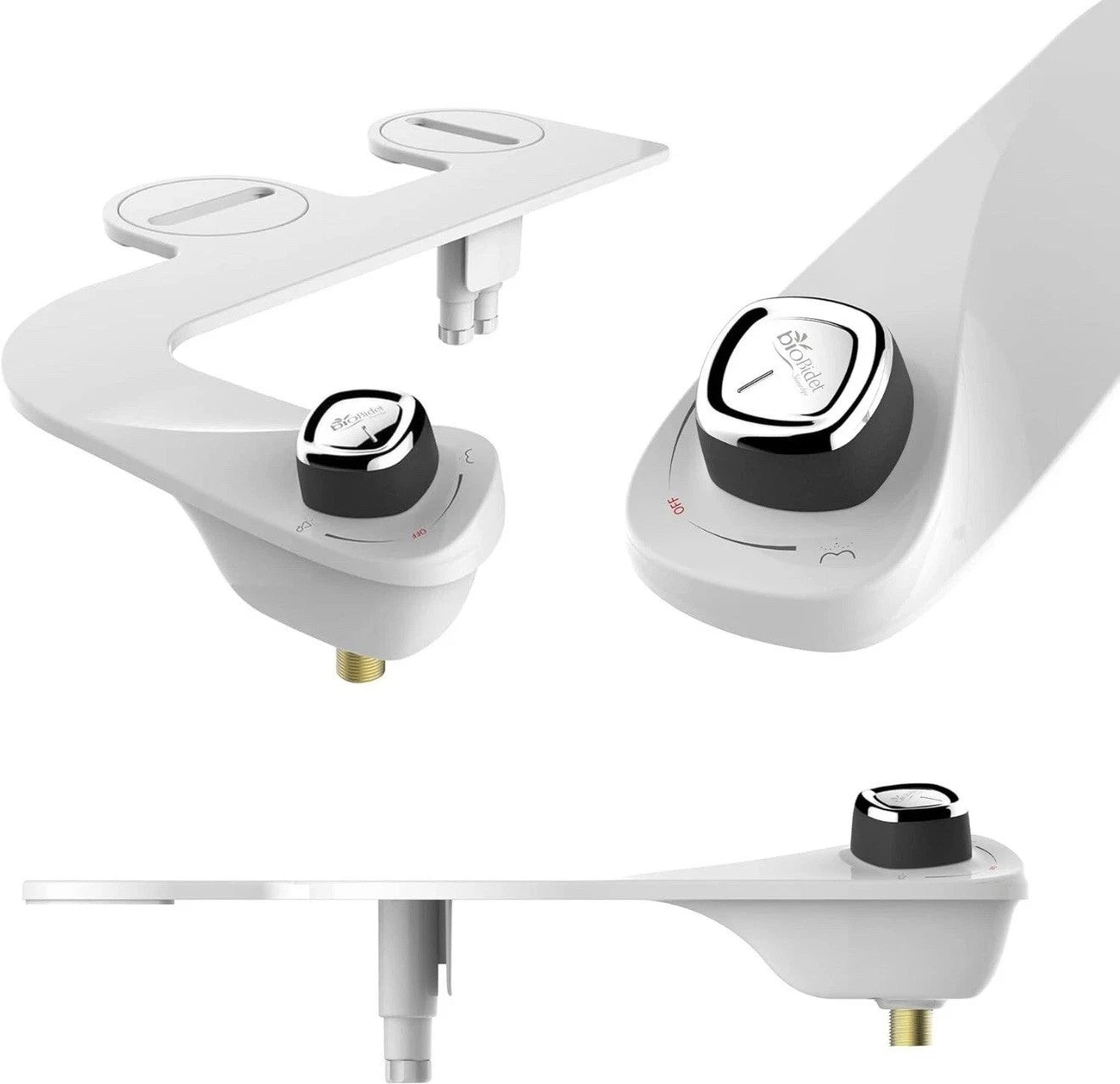 BioBidet SlimEdge Bidet Attachment for Toilet, Non Electric Self Cleaning White
